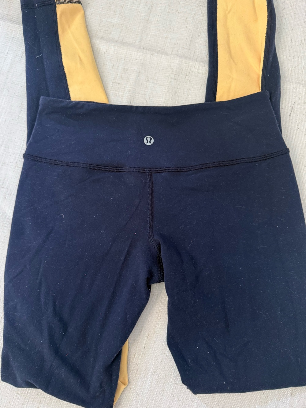 lululemon athletica Navy Leggings with Yellow Accent